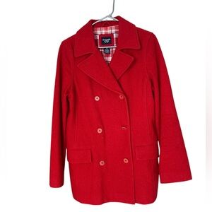 Abercrombie & Fitch Vibrant Red Pea Coat.Wool blend.